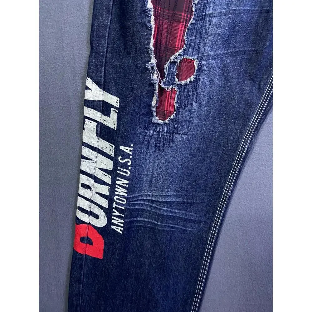 Born Fly Anytown USA Distressed Patch Paint Streetwear Denim Jeans Mens 42 44x35